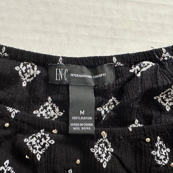 INC International Concepts black and white elephant blouse - Picture 2 of 6